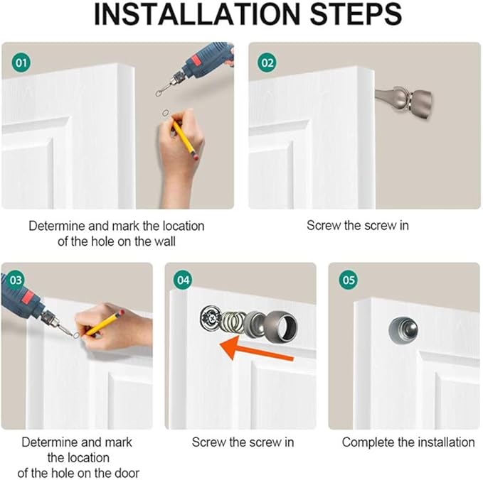 Magnetic Door Stop, Magnetic Door Catch, Door Holder, Door Stops, Wall Mounted, Floor Mounted, Door Banging Prevention (Brown, Small x 2pack)