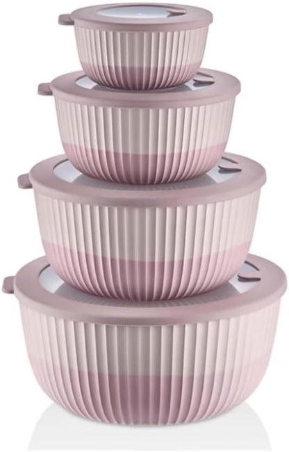 Mixing Bowls with Lids, 8-Piece Airtight Leak-Proof Nesting BPA-Free Bowl Set by Unknown