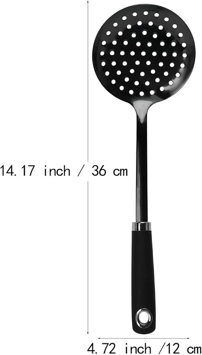 304 Stainless Steel Skimmer Spoon, 14.17" Slotted Strainer Spoon - Image 7