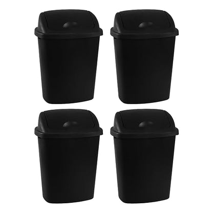4 Pack Swing Top Trash Can, 6 Gallon Plastic Garbage Bins by Julyeen
