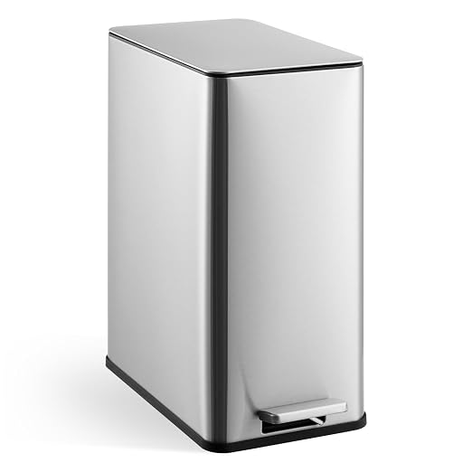 15 L Kitchen Step Trash Can, 4 Gallon Narrow Stainless Steel Waste Bin by Unknown