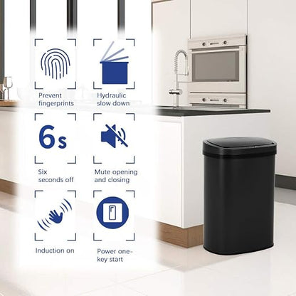 Stainless Steel Kitchen Trash Can Bathroom Bedroom Office Waste Bin - Image 3
