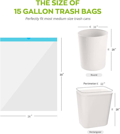 15 Gallon white drawstring trash bags, No tear open large floral scent garbage - Image 6
