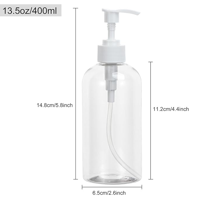 Yebeauty Plastic Pump Bottle, 3 Pack 13.5oz/400ml Stylish Shampoo Bottles - Image 2
