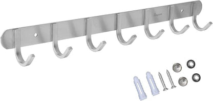 Towel Hook Rack Brushed Nickel 17-Inch Coat Hook Rail Wall Mounted - Image 3