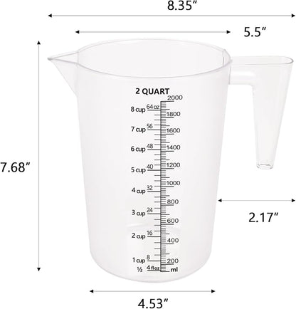 Food-Grade Plastic Measuring Pitcher – 64 Ounce & 8 Cups Measuring Cups - Image 2
