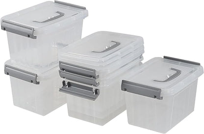 3 L Small Clear Storage Latch Box, 6 Pack Plastic Stackable Organizer Containers - Image 7