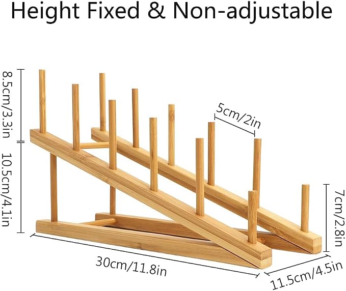 8 Pack Dish Rack Bamboo Drying Rack Wooden Plate Dish Rack Cabinet Organizer - Image 2