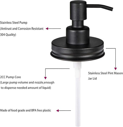 Amolliar Mason Jar Liquid Soap Dispenser Lid, 304 Stainless Steel Pump Lid - Image 4