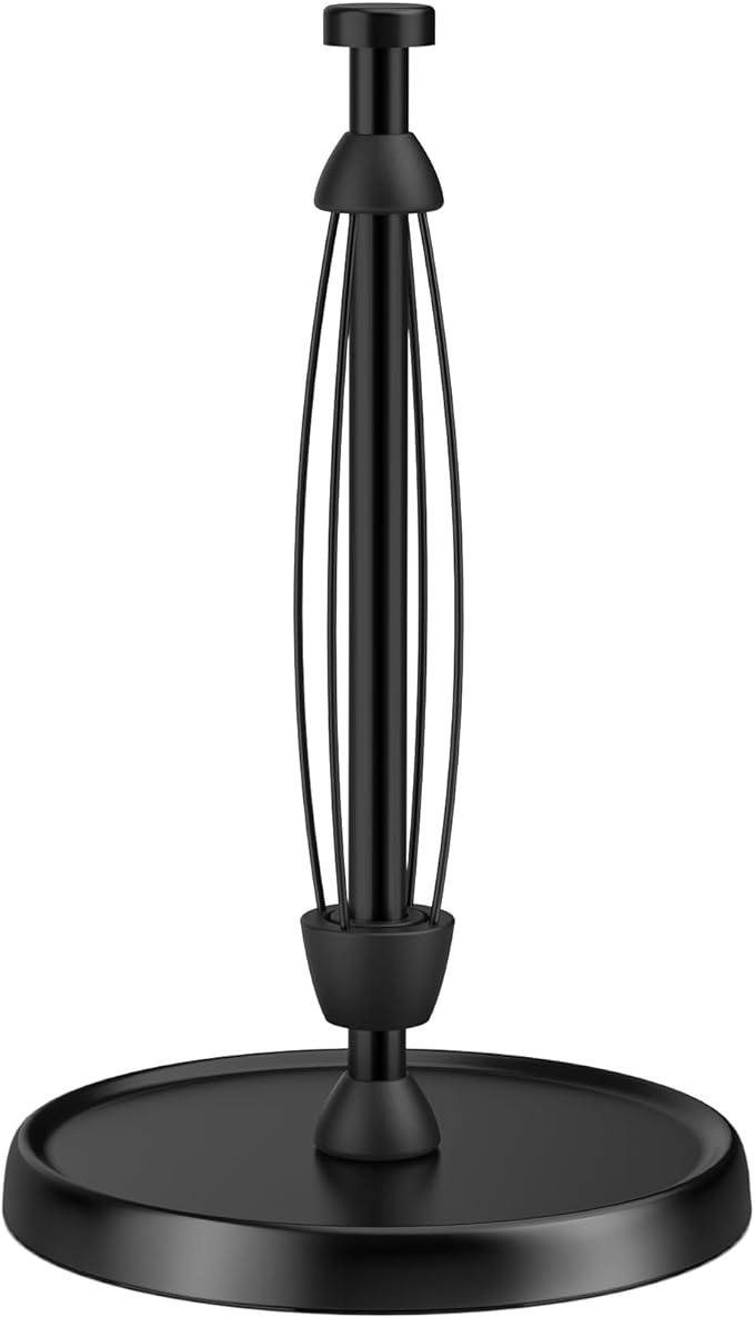 Paper Towel Holder Countertop, One-Handed Tear, Stainless Steel, Weighted Base by SWAITEE