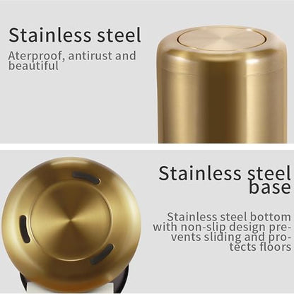 Waste Can 3 Gallon with Swing Lid，Brushed Stainless Steel Gold Trash Can，Metal - Image 5