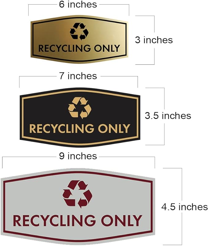 Fancy Recycling Only Sign (Navy Blue/Gold) - Small