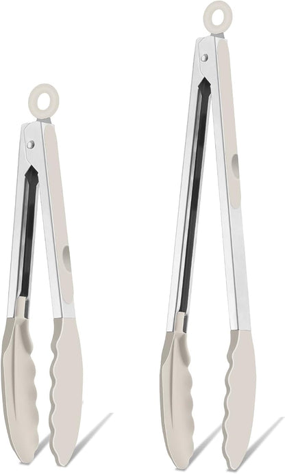 TeamFar Kitchen Tongs, Heat Resistant Silicone Tongs, Locking Design & by TeamFar
