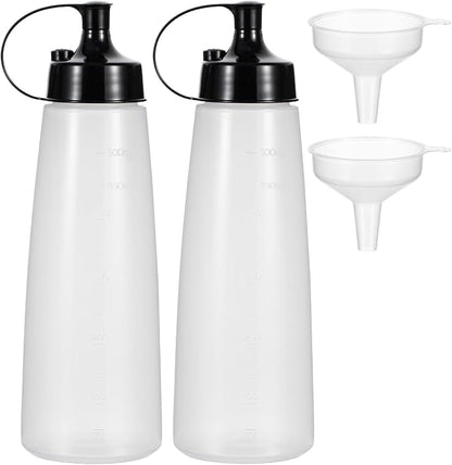 Condiment Squeeze Bottles Ketchup Dispenser 2PCS 16.9 oz Plastic Sauce Squirt by Katfort