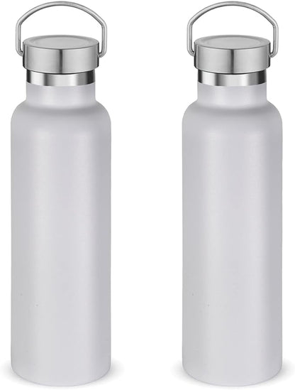 Neihepal 20 oz Insulated Water Bottles Bulk 2 Pack, Stainless Steel Double Wall by Neihepal