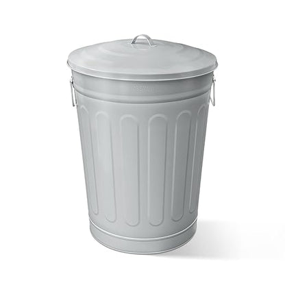 Plexon Round Trash Can 13 Gallon, Vintage Metal Outdoor Trash Can by Plexon