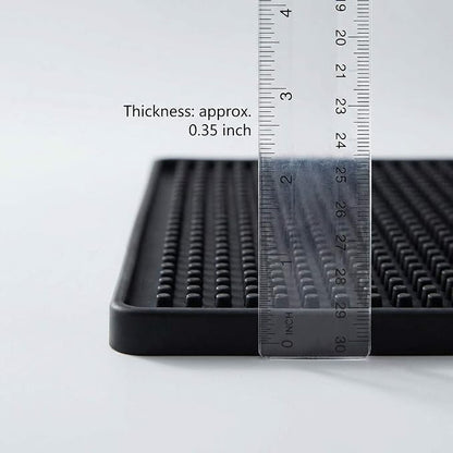 QWORK 12"x6" Black Rubber Bar Mat – 6 Pack Non-Slip Drainage Pad - Image 3