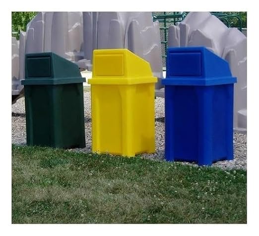 32 Gallon Square 100% Recycled Plastic Heavy Duty Outdoor Trash Can - Image 4