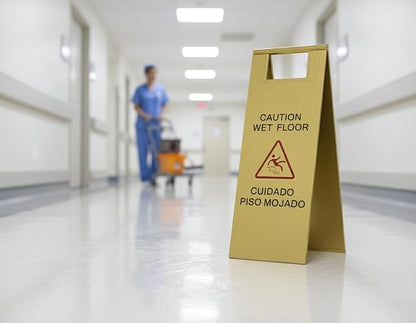 2 Pcs Wet Floor Sign, 24 Inch Gold Stainless Steel Caution Wet Floor Sign - Image 4