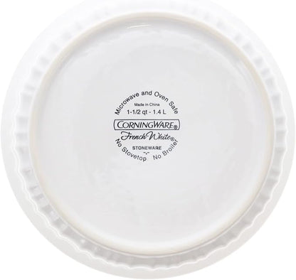CorningWare FS5 1.5qt/1.4L Round French White Casserole Dish & G-5C 1.5qt - Image 4