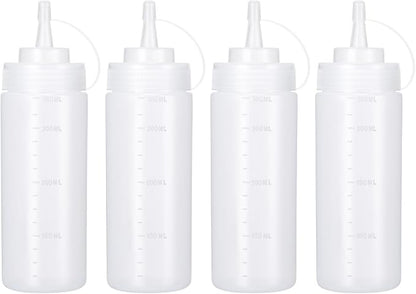Condiment Squeeze Bottles Ketchup Dispenser, 4 Pack 12oz Squeeze Bottles by Katfort
