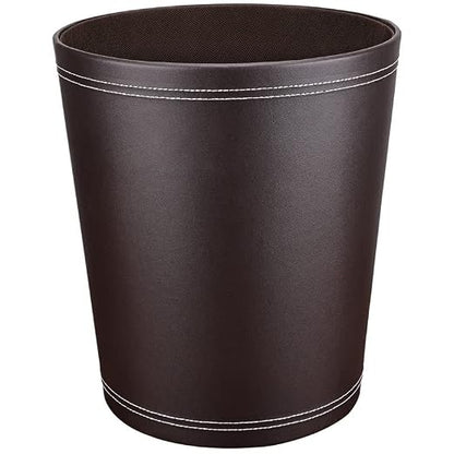 Pu Leather Trash Can for Bedroom, 2.6 Gallon Wastebasket for Office, Small by GORESE