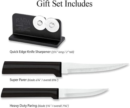 Rada Cutlery Paring Plus Sharpener Set, 3-Piece Knife Set - Image 2