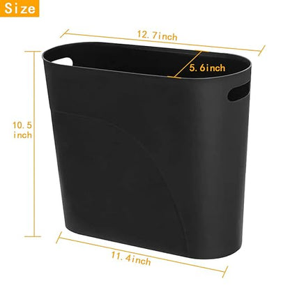 HZSOOCH 3 Pack Slim Waste Basket 3.2 Gallon 12L Plastic Small Trash Can - Image 2