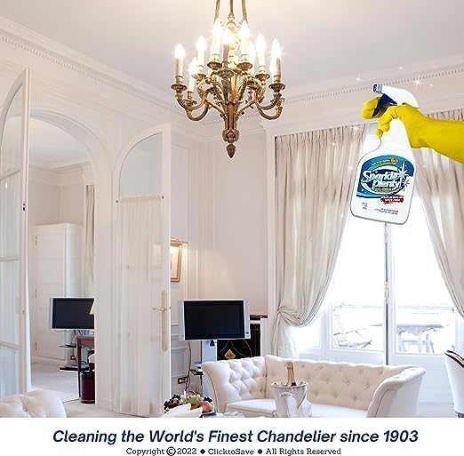Sparkle Plenty Chandelier Cleaner Drip Dry Spray No Wipe - Dust Remover & Streak Free Glass Cleaner Spray for Crystal Chandelier & Window Screen - Versatile Household Cleaning Supplies (32 oz, 3 Pack)