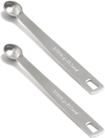 2PCS 1/10 Teaspoon Single Tiny Measuring Spoon, Small Individual Stainless by BERYLER
