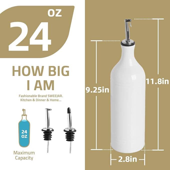 Sweejar Large Ceramic Olive Oil Dispenser Bottle, Opaque Oil Cruet Protects to - Image 7