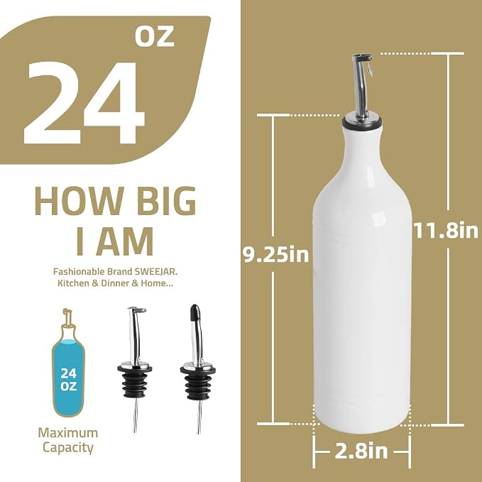 Sweejar Large Ceramic Olive Oil Dispenser Bottle, Opaque Oil Cruet Protects to - Image 6