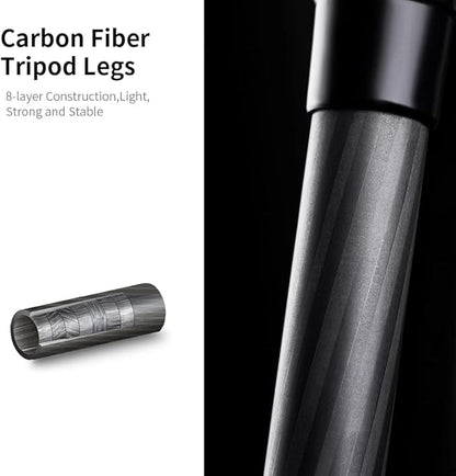 K&F Concept 63" Carbon Fiber Camera Tripods,D254C1+BH-28L Compact Tripod with Detachable Monopod, Metal Ball Head 22lbsLoad Capacity with Quick Release Plate for SLR DSLR Digital Camera/Camcorder