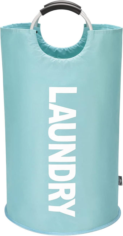 DOKEHOM 125L X-Large Collapsible Washing Laundry Basket Bag (7 Colors) for Bedroom, Fabric (Light Blue, XL)