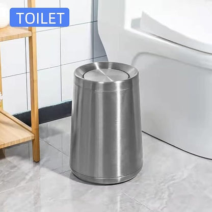Household Swing Bathroom Trash Can，Brushed Stainless Steel，10 L/3 - Image 5