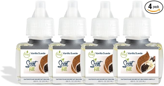 Scent Fill Vanilla Suede Plug in Air Freshener Refills, 4 Scented Oil Refills
