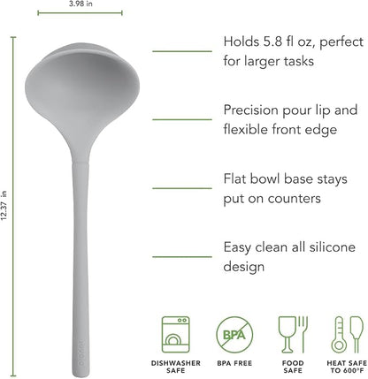 Tovolo Flex Core Silicone Ladle BPA Free Oyster Gray Deep Silicone Soup Ladle - Image 5
