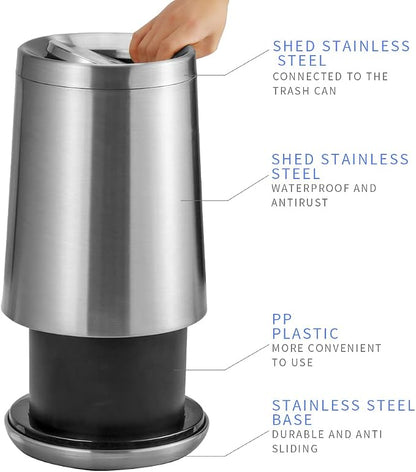 Household Swing Bathroom Trash Can，Brushed Stainless Steel，10 L/3 - Image 4