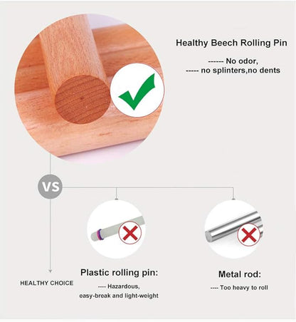 Non-stick Rolling Pin Wood Dough Roller Classic - Image 3