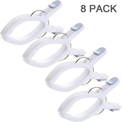 8 Pack Beach Towel Clips for Beach Chairs White Jumbo Size Towel Clamps Lounge - Image 3