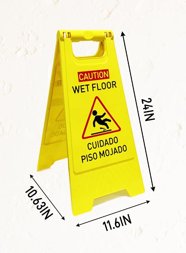 4-Pack Caution wet floor sign, 24 in. Height, Bright Yellow Double-Sided - Image 2