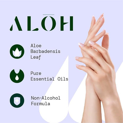 ALOH Hand Sanitizer Spray Liquid 3-pack | Lemongrass | 70% Alcohol Hydrating Hand Sanitizer Spray with Essential Oil, for Kids & Adults | 2oz Travel Size Bottle
