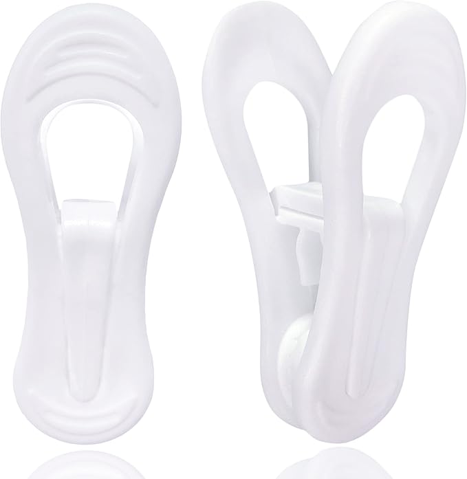 White Hanger Clips 60 Pack, Multi-Purpose Plastic Hangers Clips Perfect for Plastic Velvet Hangers, Clothes Pins Finger Clip for Skirt Pants