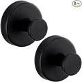 Reusable Heavy Duty Suction Cup Hooks for Kitchen/Bathroom/Shower - Wet-Proof Hooks for Towels, Robes, Loofah&Wreaths/No Drill Mounting on Glass, Tile, Metal (2, Matte Black)