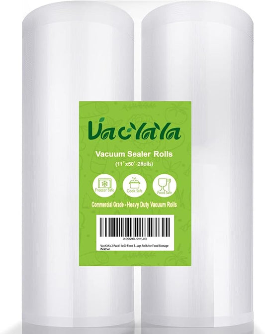 VacYaYa 2 Pack 11x50 Vacuum Sealer Bags Rolls by VacYaYa