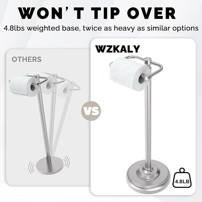 Toilet Paper Holder Stand, Brushed Nickel Toilet Paper Holder Free Standing - Image 6