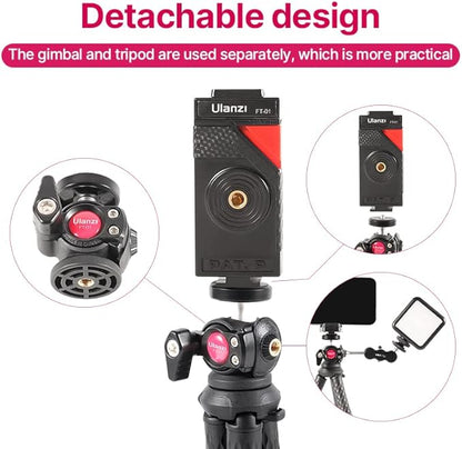 ULANZI FT-01 Phone Tripod with Holder, Mini Camera Flexible Tripod Stand with Cold Shoe Mount, 1/4'' Screw for Magic Arm, Universal for iPhone 16 15 Pro Max XS Max X 8 Samsung Canon Nikon Sony Cameras