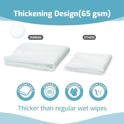 SUNKISS Trustplus Wet Wipes for Adult No Rinse, Extra Large 8”x12” Body - Image 3