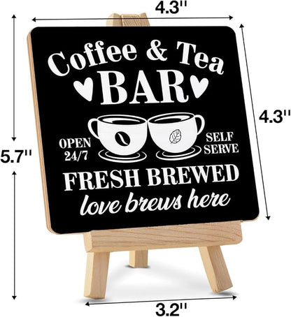 Coffee Bar Decor, Tea Station, Coffee and Tea Bar Wood Sign - Image 2
