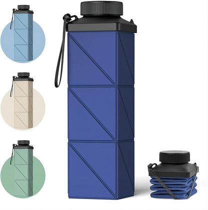 Collapsible Water Bottles, 2nd Generation Leakproof BPA-Free Travel Water Bottle 24.3oz(720ml),Lightweight Reusable Water bottle, Portable for Travel Cycling Gym Camping Sports,DarkBlue